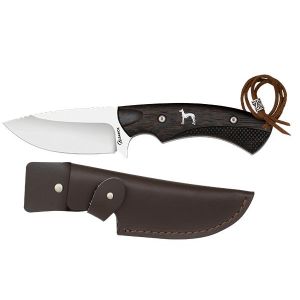 Cuchillo de Caza Albainox Podenco Español 32801 con hoja de acero 3Cr13Mov de 9,5 cm y empuñadura de Zebra de 12,8 cm.
