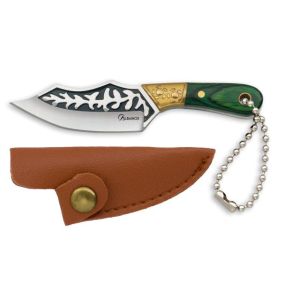 Cuchillo Mini Albainox 32838 con hoja de acero 3Cr13Mov de 5 cm y empuñadura de estamina Verde de 4 cm.