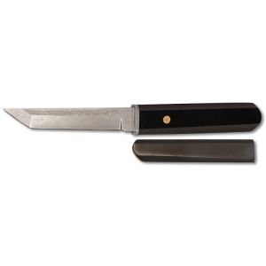 Cuchillo Albainox Damasco Brillo 32859 con hoja de acero Damasco brillo 72 capas de 10,5 cm y empuñadura de Madera Ebano con mosaico de 11 cm.