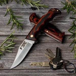 Navaja Cudeman 333-R hoja de acero MoVa 1.4116 de 8 cm y empuñadura de estamina roja pulida de 10,5 cm