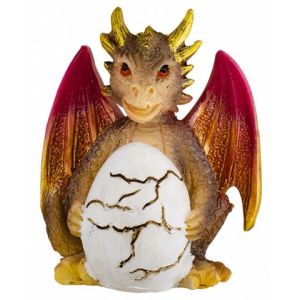 Tole 10 Dragón con Huevo Resina Rosado 8,5 cm 39584.