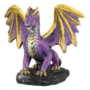 Tole 10 Dragón Alas Resina Morado 7,5 cm 39588.