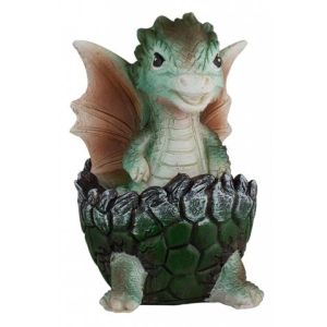 Tole 10 Dragón Bebé Huevo Resina Verde 8 cm 39591.