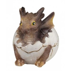 Tole 10 Dragón Huevo Resina Marrón 6,5 cm 39596.