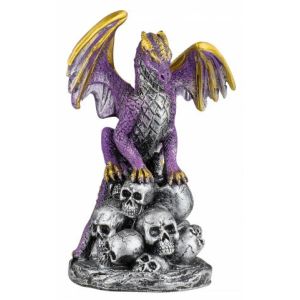 Tole 10 Dragón Morado Calaveras Resina 11,5 cm 39598.
