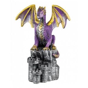 Tole 10 Dragón Morado Castillo Resina 11,5 cm 39599.