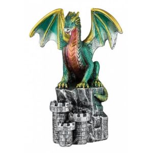 Tole 10 Dragón Verde Castillo Resina 11,5 cm 39600.