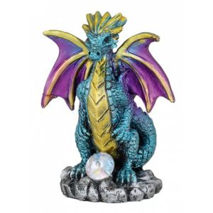 Tole 10 Dragón Resina Azul con Cristal 39601.