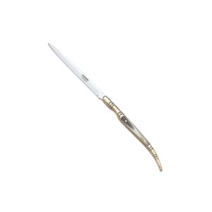 Navaja Cudeman estilete 402-A hoja de acero 420 de 10 cm y empuñadura de Cuerno de toro de 11,6 cm