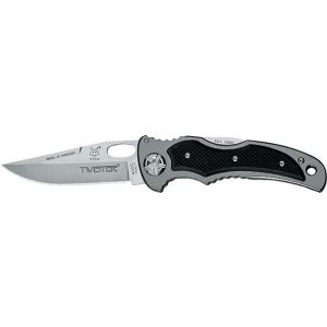 Navaja Italiana de rescate FOX 453 TWISTER con hoja de acero 440C de 8,5 cm y empuñadura de aluminio anodizado y G10 negro de 11,5 cm