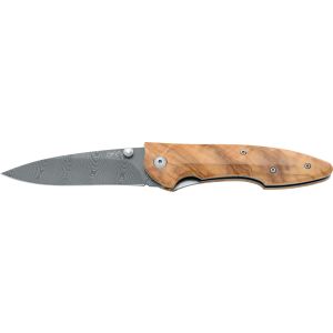 Navaja Italiana FOX ELISHEWITZ 456/2DOL TWISTER con hoja de acero damasco SUPER DENSE TWIST de 20 cm y empuñadura de olivo de 11 cm