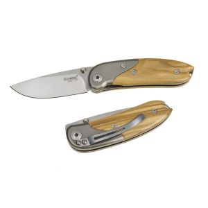 Navaja italiana LIONSTEEL 8200 UL mini con clip con hoja de acero AISI D2 de 6 cm y empuñadura de madera de olivo
