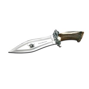 Muela Cuchillo de lujo Big Five B.F-BUFFALO hoja de acero aleado de 24 cm y empuñadura de asta de ciervo con plata de ley.