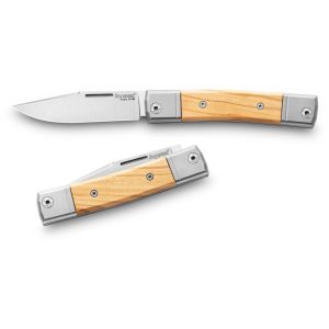 Navaja italiana LIONSTEEL BM1 UL bestman con hoja de acero M390 de 7,1 cm y empuñadura de madera de olivo