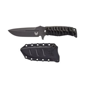 Cuchillo Benchmade Fijod Adamas - Sibert 375BK-1 con hoja de acero CPM Cru Wear de 10.7 cm y empuñadura de Paracord de 12.6 cm