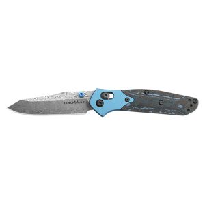 Navaja Benchmade Mini Osborne 945-221 con hoja de acero Damasco de 7.4 cm y de fibra de carbono de 9.8 cm