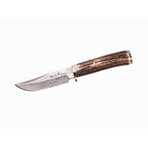 Muela Cuchillo de lujo BRACO-11DAM hoja de acero damasco de 11 cm y empuñadura de asta de ciervo.