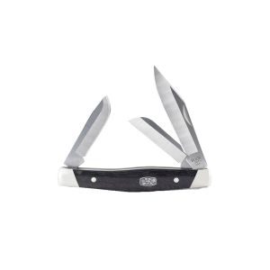 Navaja Buck STOCKMAN EBONY 420HC 301BRS2-B con hoja de acero 420HC de 7,6 cm y empuñadura de ébano africano con medallón y refuerzos en alpaca de 9,6 cm