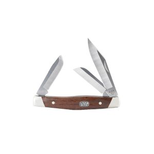 Navaja Buck STOCKMAN GRANADILLO 420HC 301BRS3-B con hoja de acero 420HC de 7,6 cm y empuñadura de Granadillo con medallón y refuerzos en alpaca de 9,6 cm