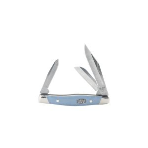 Navaja Buck CADET azul ACETAL COPOLYMER 420HC 303BLS-B con hoja de acero 420HC de 6,6 cm y empuñadura de copolímero acetal con medallón y refuerzos en alpaca de 7,9 cm