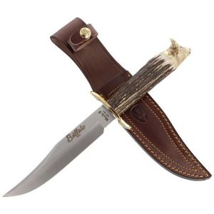 Muela Cuchillo de Caza BIG FIVE Búfalo BUFFALO-16BF con hoja de acero inox MoVa de 16 cm y empuñadura de asta de ciervo de 13 cm
