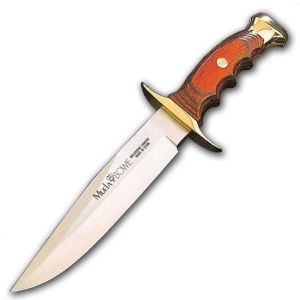 Muela Cuchillo de caza BW-18L con hoja de acero inoxidable MoVa de 18 cm y empuñadura de madera de coral.
