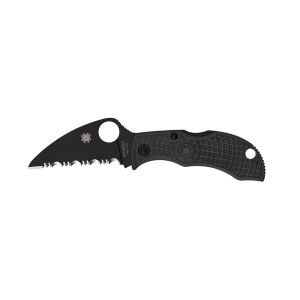 Navaja Spyderco MANBUG FRN negra WHARNCLIFFE negra hoja Serrado MBKWSBK con hoja de acero Acero inoxidable VG-10 de 5 cm y empuñadura de Nylon FRN negro de 6.4 cm