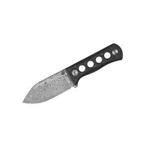 Cuchillo QSP CANARY DAMASCO TRITURADO CF QS141-M verde ¡BRILLA EN LA OSCURIDAD! con hoja de acero Damasco laminado de 6.3 cm y empuñadura de Fibra de carbono verde triturada fosforescente de 7 cm