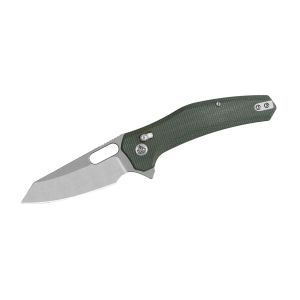 Navaja QSP EMU MICARTA STW QS164-B1 verde con hoja de acero Acero inoxidable 14C28N de 8.2 cm y empuñadura de Micarta de 11.4 cm