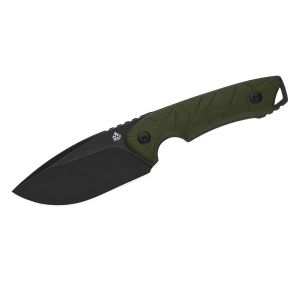 Cuchillo QSP TINY TOT G-10 STW BLK QS169-B2 OD verde con hoja de acero Acero inoxidable 10Cr15MoV de 8.9 cm y empuñadura de G-10 de 12.2 cm