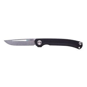 Navaja Acta Non Verba SLIPJOINT STONEWASH SANDVIK G10 BLACK S100-001 con hoja de acero 14C28N de 8,5 cm y empuñadura de G-10 negro de 12,8 cm