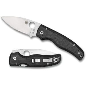 Navaja Spyderco Shaman C229GP  con hoja de acero CPM S30V de 9,1 cm filo liso y empuñadura de G-10 negro de 11,9 cm