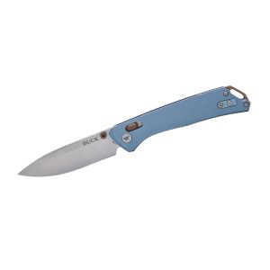 Navaja Buck NOMAD BLUE SATIN BLADE 0700BLS-B con hoja de acero para herramientas D2 de 8.5 cm y empuñadura de Aluminio de 11.2 cm