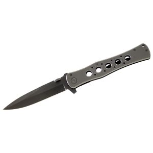 Navaja CJH Herbertz ART000127 con hoja de acero inoxidable AISI 420 con revestimiento de titanio de 11.5 cm y empuñadura de Acero inoxidable AISI 420 con revestimiento de titanio de 15.8 cm