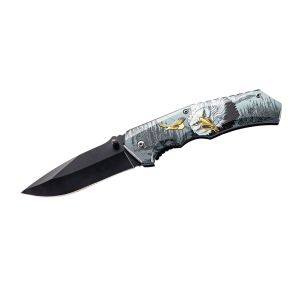 Navaja CJH Herbertz ART000142 con hoja de acero inoxidable AISI 420 de 8.7 cm y empuñadura de Acero con águila 3D de 12 cm