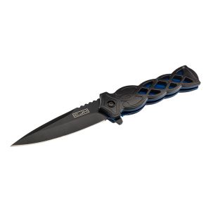 Navaja CJH Herbertz BLACK/BLUE 44008 con hoja de acero inoxidable AISI 420 de 9 cm y empuñadura de Plástico ABS negro/azul con forma de nudo celta de 12.2 cm