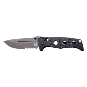 Navaja Benchmade ADAMAS 275SGY-1 GRIS COMBO con hoja de acero CPM-CruWear (revestimiento Cerakote gris) de 9.7 cm y empuñadura de G-10 negro de 13 cm