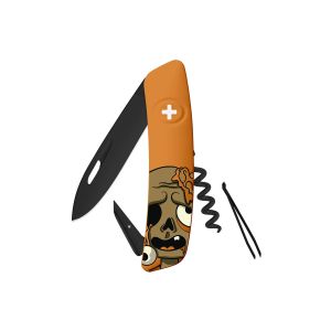 Navaja Multiusos Swiza D01 AB HALLOWEEN ZOMBIE naranja con hoja de acero 440 de 7,5 cm