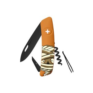 Navaja Multiusos Swiza D01 AB HALLOWEEN MOMIA naranja con hoja de acero 440 de 7,5 cm