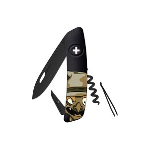 Navaja Multiusos Swiza D01 AB HALLOWEEN BRUJA negra con hoja de acero 440 de 7,5 cm