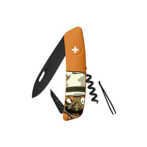 Navaja Multiusos Swiza D01 AB HALLOWEEN BRUJA naranja con hoja de acero 440 de 7,5 cm