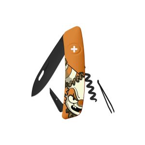 Navaja Multiusos Swiza D01 AB HALLOWEEN PAYASO naranja con hoja de acero 440 de 7,5 cm