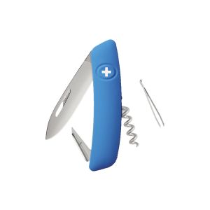 Navaja Multiusos Swiza D01 AM azul con hoja de acero 440 de 7,5 cm