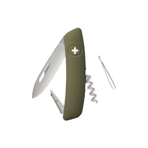 Navaja Multiusos Swiza D01 AM olivo con hoja de acero 440 de 7,5 cm