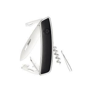 Navaja Multiusos Swiza D03 cuero negra con hoja de acero 440 de 7,5 cm