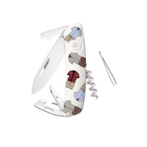 Navaja Multiusos Swiza D03 FIGHT SWISS WRESTLING blanco con hoja de acero 440 de 7,5 cm