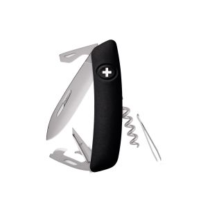 Navaja Multiusos Swiza D03 AM negra con hoja de acero 440 de 7,5 cm