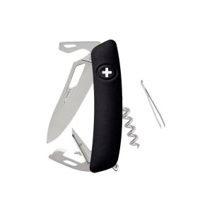 Navaja Multiusos Swiza SH03R AM negra con hoja de acero 440 de 7,5 cm