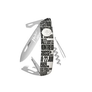 Navaja Multiusos Swiza D03 AM MONTREUX JAZZ FESTIVAL MJF02 blanco con hoja de acero 440 de 7,5 cm