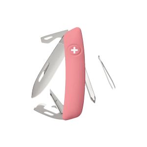 Navaja Multiusos Swiza D04 AM rosa con hoja de acero 440 de 7,5 cm